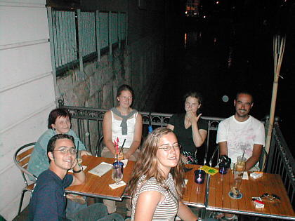 Carine, Fabio, Tara. Malin, Marlen, Augusto enjoying a happy hour