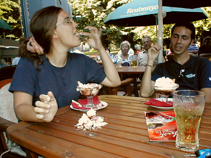 Carine has a little accident with ther ice-cream